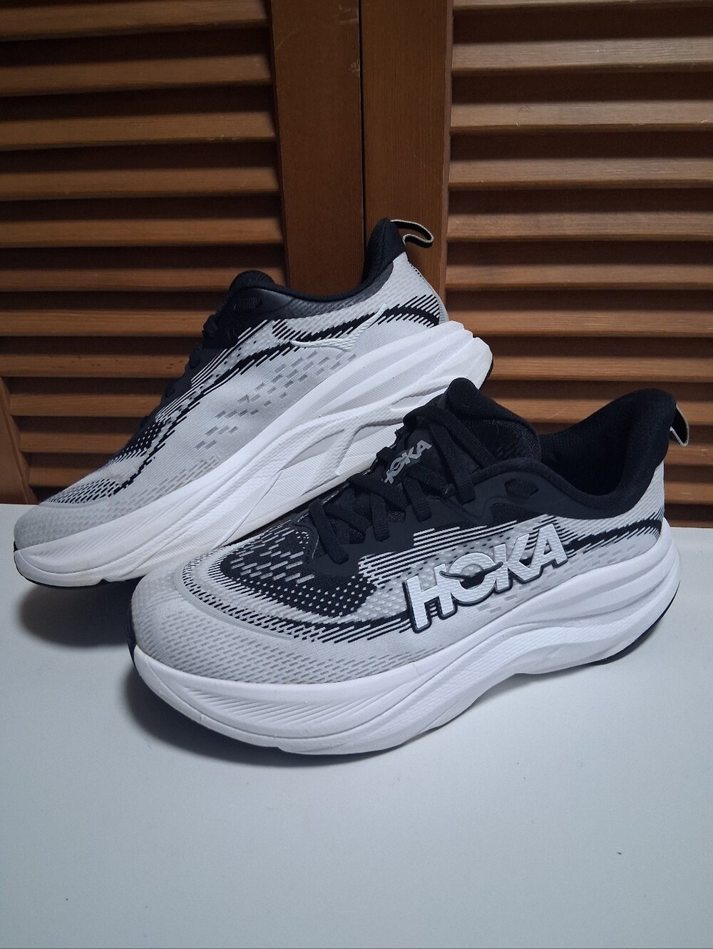 Hoka‎ Skyflow Black White Women's Running Shoe * Size: 8D Wide